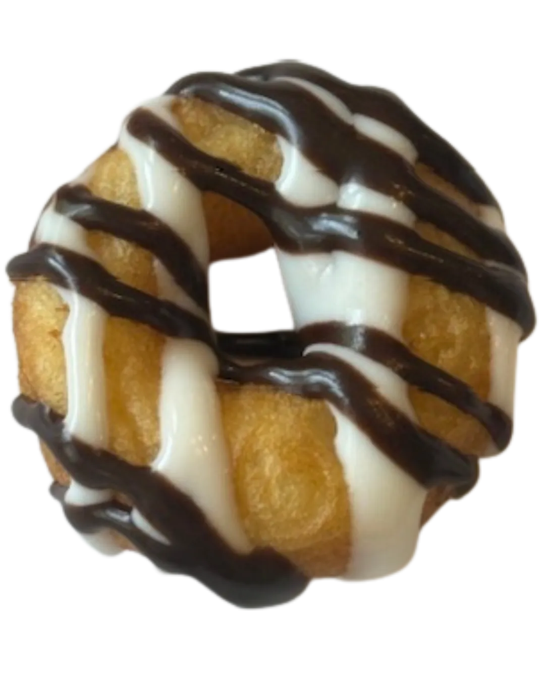 Mini donut with chocolate and vanilla drizzle served at an Edmond event