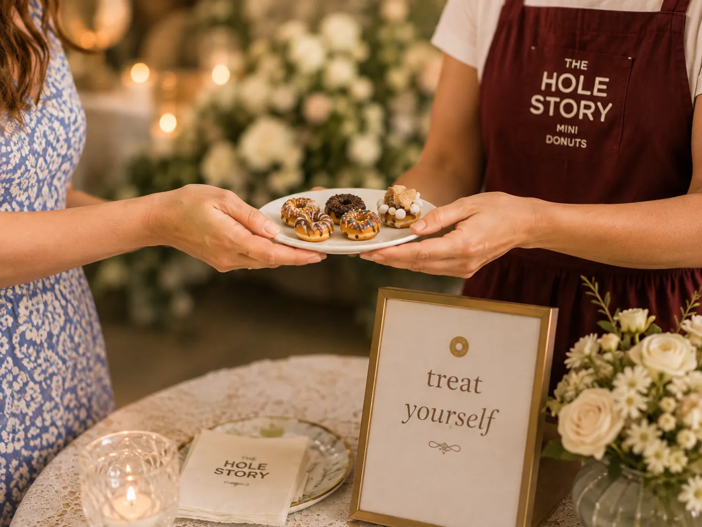 Fresh mini donuts handed to a guest at an Oklahoma City event